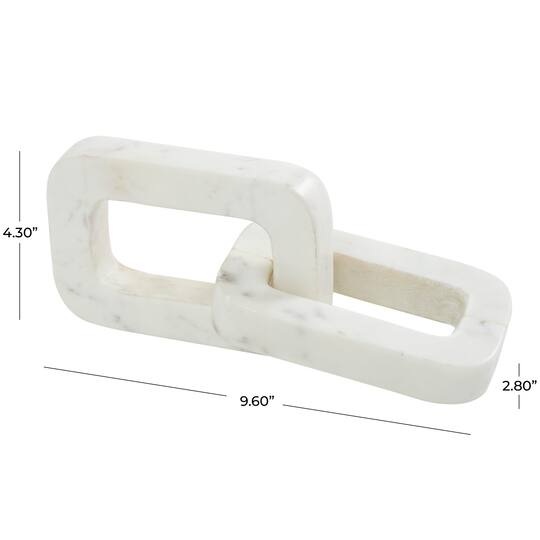 White Marble Geometric 2 Link Chain Sculpture Décor